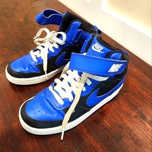 Nike Mid Air Force Ones Lil Kid Shoes in Black and Blue size 4Y